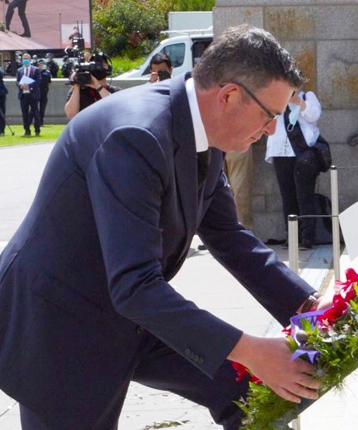 Dan Andrews wearing body armour